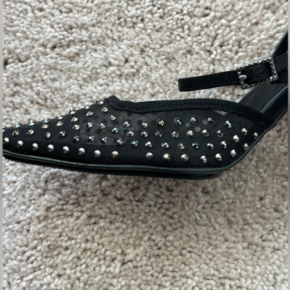 Anne Klein Rosedale Iflex Elegant Black Studded Rhinestone Heels Size: 6 1/2 - Picture 8 of 8